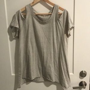 LAmade Striped cold shoulder tee